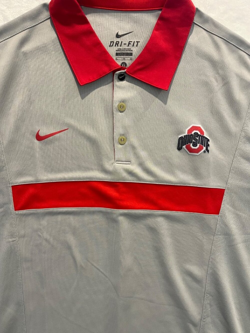 Nike Dri-Fit Ohio State Buckeyes Polo Gray SS Men's XL - Picture 3 of 7